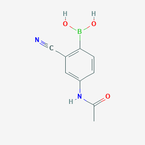 molecular formula C9H9BN2O3 B13408407 4-Acetamido-2-cyanophenylboronic acid 