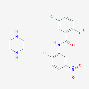 molecular formula C17H18Cl2N4O4 B13408477 5-chloro-N-(2-chloro-5-nitrophenyl)-2-hydroxybenzamide;piperazine 