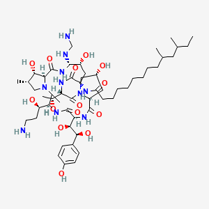 N-[(3R,6S,9S,11R,15S,18S,20R,21S,24S,25S,26S)-3-[(1R)-3-amino-1-hydroxypropyl]-21-(aminomethylamino)-6-[(1S,2S)-1,2-dihydroxy-2-(4-hydroxyphenyl)ethyl]-11,20,25-trihydroxy-15-[(1R)-1-hydroxyethyl]-2,26-dimethyl-5,8,14,17,23-pentaoxo-1,4,7,13,16,22-hexazatricyclo[22.3.0.09,13]heptacosan-18-yl]-10,12-dimethyltetradecanamide