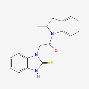 molecular formula C18H17N3OS B13409278 2-(2-Mercapto-1H-benzo[d]imidazol-1-yl)-1-(2-methylindolin-1-yl)ethanone 