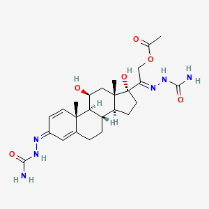 molecular formula C25H36N6O6 B13409373 3,20-Disemicarbazone-11beta,17,21-trihydroxy-pregna-1,4-diene-3,20-dione 21-Acetate 