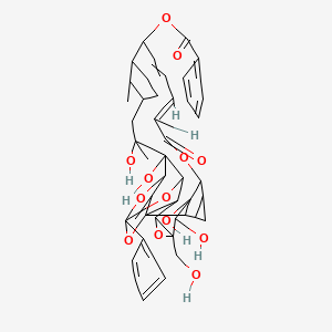 molecular formula C46H54O13 B13409563 [(14E)-6,7,24,25-tetrahydroxy-5-(hydroxymethyl)-10,24,31,33-tetramethyl-13-oxo-28-phenyl-4,12,27,29,32-pentaoxaoctacyclo[26.3.1.119,22.01,8.02,26.03,5.07,11.025,30]tritriaconta-14,16-dien-18-yl] benzoate 