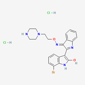 molecular formula C22H24BrCl2N5O2 B13409583 7-bromo-3-[(3E)-3-(2-piperazin-1-ylethoxyimino)indol-2-yl]-1H-indol-2-ol;dihydrochloride 