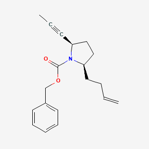 molecular formula C19H23NO2 B13409658 (2R,5R)-Benzyl 2-(But-3-en-1-yl)-5-(prop-1-yn-1-yl)pyrrolidine-1-carboxylate 