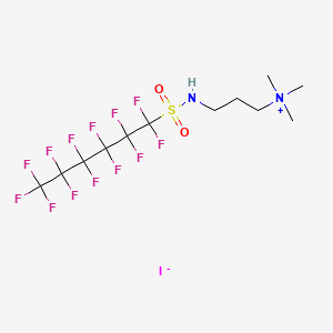 molecular formula C12H16F13N2O2S.I<br>C12H16F13IN2O2S B13409691 Trimethyl-3-(((tridecafluorohexyl)sulphonyl)amino)propylammonium iodide CAS No. 68957-58-4