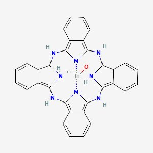 molecular formula C32H26N8OTi B13409696 2,11,20,29,37,39-Hexaza-38,40-diazanidanonacyclo[28.6.1.13,10.112,19.121,28.04,9.013,18.022,27.031,36]tetraconta-1(36),3,5,7,9,12,14,16,21,23,25,27,32,34-tetradecaene;oxotitanium(2+) 