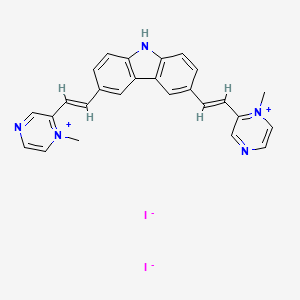 molecular formula C26H23I2N5 B13409712 3,6-bis[(E)-2-(1-methylpyrazin-1-ium-2-yl)ethenyl]-9H-carbazole;diiodide 