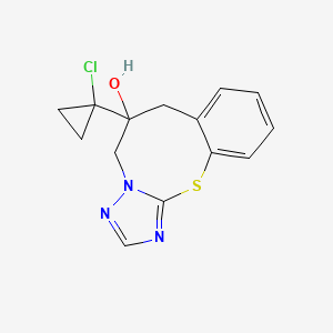 molecular formula C14H14ClN3OS B13409736 9-(1-Chlorocyclopropyl)-2-thia-4,6,7-triazatricyclo[9.4.0.03,7]pentadeca-1(15),3,5,11,13-pentaen-9-ol CAS No. 708263-86-9