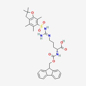 molecular formula C34H40N4O7S B13409916 (2R)-5-[[amino-[(2,2,4,5,7-pentamethyl-3H-1-benzofuran-6-yl)sulfonylamino]methylidene]amino]-2-(9H-fluoren-9-ylmethoxycarbonylamino)pentanoic acid 