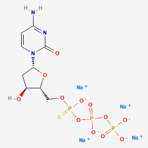 molecular formula C9H12N3Na4O12P3S B13409941 tetrasodium;[[[(2R,3S,5R)-5-(4-amino-2-oxopyrimidin-1-yl)-3-hydroxyoxolan-2-yl]methoxy-oxidophosphinothioyl]oxy-oxidophosphoryl] phosphate 