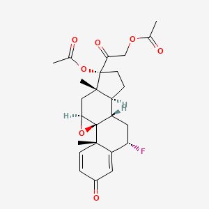 molecular formula C25H29FO7 B13409976 Pregna-1,4-diene-3,20-dione, 17,21-bis(acetyloxy)-9,11-epoxy-6-fluoro-, (6alpha,9beta,11beta)- CAS No. 72498-89-6