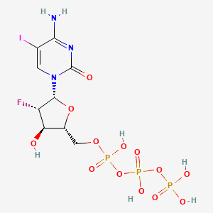 molecular formula C9H14FIN3O13P3 B13409980 2(1H)-Pyrimidinone, 4-amino-1-(2-deoxy-2-fluoro-5-O-(hydroxy((hydroxy(phosphonooxy)phosphinyl)oxy)phosphinyl)-beta-D-arabinofuranosyl)-5-iodo- CAS No. 79570-63-1