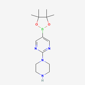 molecular formula C14H23BN4O2 B13410026 2-(Piperazin-1-yl)-5-(4,4,5,5-tetramethyl-1,3,2-dioxaborolan-2-yl)pyrimidine 