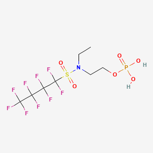 molecular formula C8H11F9NO6PS<br>C4F9SO2N(C2H5)CH2CH2OP(=O)(OH)2 B13410033 1-Butanesulfonamide, N-ethyl-1,1,2,2,3,3,4,4,4-nonafluoro-N-[2-(phosphonooxy)ethyl]- CAS No. 67939-89-3