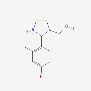 molecular formula C12H16FNO B13410071 (2-(4-Fluoro-2-methylphenyl)pyrrolidin-3-yl)methanol 