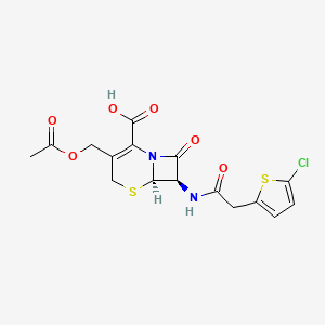 molecular formula C16H15ClN2O6S2 B13410182 (6R,7R)-3-(acetyloxymethyl)-7-[[2-(5-chlorothiophen-2-yl)acetyl]amino]-8-oxo-5-thia-1-azabicyclo[4.2.0]oct-2-ene-2-carboxylic acid 