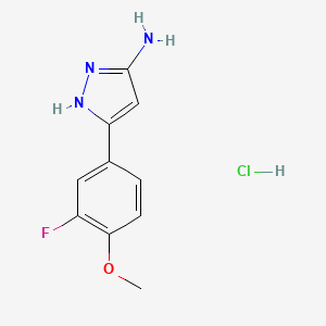 molecular formula C10H11ClFN3O B1341020 3-(3-fluoro-4-methoxyphenyl)-1H-pyrazol-5-ylamine hydrochloride CAS No. 1031793-29-9