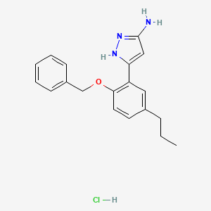 molecular formula C19H22ClN3O B1341029 3-[2-(Benzyloxy)-5-propylphenyl]-1H-pyrazol-5-amine hydrochloride CAS No. 1031794-63-4