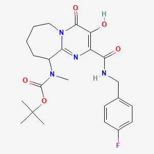 molecular formula C23H29FN4O5 B13410323 tert-Butyl (2-{[(4-fluorophenyl)methyl]carbamoyl}-3-hydroxy-4-oxo-4,6,7,8,9,10-hexahydropyrimido[1,2-a]azepin-10-yl)methylcarbamate CAS No. 724446-08-6