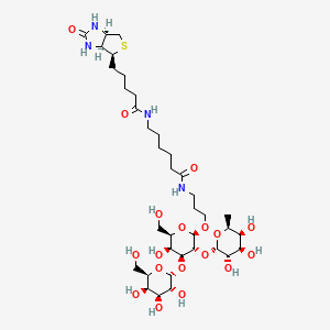 6-[5-[(3aS,4S,6aR)-2-oxo-1,3,3a,4,6,6a-hexahydrothieno[3,4-d]imidazol-4-yl]pentanoylamino]-N-[3-[(2R,3R,4S,5S,6R)-5-hydroxy-6-(hydroxymethyl)-4-[(2R,3R,4S,5R,6R)-3,4,5-trihydroxy-6-(hydroxymethyl)oxan-2-yl]oxy-3-[(2S,3S,4R,5S,6S)-3,4,5-trihydroxy-6-methyloxan-2-yl]oxyoxan-2-yl]oxypropyl]hexanamide