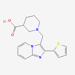 molecular formula C18H19N3O2S B1341096 1-{[2-(Thiophen-2-yl)imidazo[1,2-a]pyridin-3-yl]methyl}piperidine-3-carboxylic acid CAS No. 912770-75-3