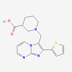 molecular formula C17H18N4O2S B1341097 1-{[2-(Thiophen-2-yl)imidazo[1,2-a]pyrimidin-3-yl]methyl}piperidine-3-carboxylic acid CAS No. 912770-78-6