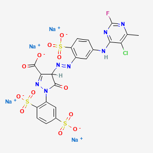 4-((5-((5-Chloro-2-fluoro-6-methyl-4-pyrimidinyl)amino)-2-sulphophenyl)azo)-1-(2,5-disulphophenyl)-4,5-dihydro-5-oxo-1H-pyrazole-3-carboxylic acid, sodium salt