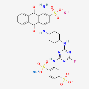 2-((4-((4-((4-Amino-9,10-dihydro-9,10-dioxo-3-sulpho-1-anthryl)amino)cyclohexyl)amino)-6-fluoro-1,3,5-triazin-2-yl)amino)benzene-1,4-disulphonic acid, potassium sodium salt