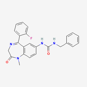 molecular formula C24H21FN4O2 B13411246 Urea, N-(5-(2-fluorophenyl)-2,3-dihydro-1-methyl-2-oxo-1H-1,4-benzodiazepin-7-yl)-N(sup 1)-(phenylmethyl)- CAS No. 74858-68-7