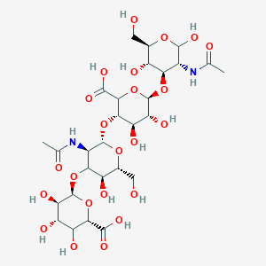 molecular formula C28H44N2O23 B13411264 (4xi)-alpha-D-xylo-Hexopyranuronosyl-(1->3)-(3xi)-2-(acetylamino)-2-deoxy-beta-D-ribo-hexopyranosyl-(1->4)-(5xi)-beta-D-xylo-hexopyranuronosyl-(1->3)-2-(acetylamino)-2-deoxy-D-glucopyranose 