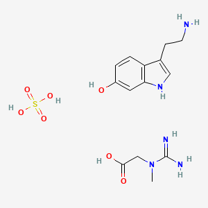 molecular formula C14H23N5O7S B13411467 3-(2-aminoethyl)-1H-indol-6-ol;2-[carbamimidoyl(methyl)amino]acetic acid;sulfuric acid 