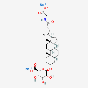 molecular formula C32H49NNa2O10 B13411524 disodium;(2S,3S,5R,6R)-6-[[(3R,5R,8R,9S,10S,13R,14S,17R)-17-[(2R)-5-(carboxylatomethylamino)-5-oxopentan-2-yl]-10,13-dimethyl-2,3,4,5,6,7,8,9,11,12,14,15,16,17-tetradecahydro-1H-cyclopenta[a]phenanthren-3-yl]oxy]-3,4,5-trihydroxyoxane-2-carboxylate 