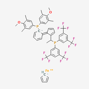 molecular formula C52H44F12FeO2P2 B13411548 [(6E)-6-[2-[1-bis[3,5-bis(trifluoromethyl)phenyl]phosphanylethyl]cyclopenta-2,4-dien-1-ylidene]cyclohexa-2,4-dien-1-yl]-bis(4-methoxy-3,5-dimethylphenyl)phosphane;cyclopenta-1,3-diene;iron(2+) 