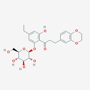 molecular formula C25H30O10 B13411685 3-(2,3-Dihydro-benzo[1,4]dioxin-6-yl)-1-[4-ethyl-2-hydroxy-6-(3,4,5-trihydroxy-6-hydroxymethyl-tetrahydro-pyran-2-yloxy)-phenyl]-propan-1-one 