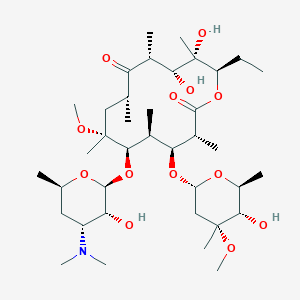 molecular formula C38H69NO13 B13411786 (3R,4S,5S,6R,7R,9R,11R,12R,13S,14R)-6-[(2S,3R,4R,6R)-4-(dimethylamino)-3-hydroxy-6-methyloxan-2-yl]oxy-14-ethyl-12,13-dihydroxy-4-[(2R,4R,5S,6S)-5-hydroxy-4-methoxy-4,6-dimethyloxan-2-yl]oxy-7-methoxy-3,5,7,9,11,13-hexamethyl-oxacyclotetradecane-2,10-dione 