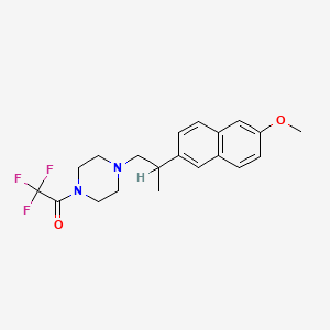 molecular formula C20H23F3N2O2 B13412959 1-(2-(6-Methoxy-2-naphthalenyl)propyl)-4-(trifluoroacetyl)piperazine CAS No. 72278-80-9