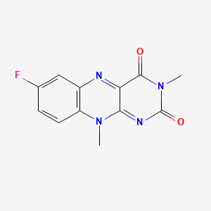 molecular formula C12H9FN4O2 B13412963 Benzo(g)pteridine-2,4(3H,10H)-dione, 3,10-dimethyl-7-fluoro- CAS No. 72247-96-2