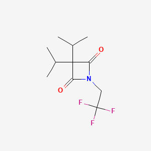 molecular formula C11H16F3NO2 B13413009 2,4-Azetidinedione, 3,3-bis(1-methylethyl)-1-(2,2,2-trifluoroethyl)- CAS No. 56519-50-7