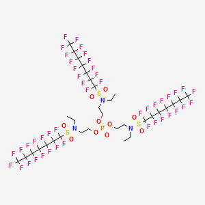 molecular formula C33H27F45N3O10PS3 B13413055 1-Heptanesulfonamide, N,N',N''-(phosphinylidynetris(oxy-2,1-ethanediyl))tris(N-ethyl-1,1,2,2,3,3,4,4,5,5,6,6,7,7,7-pentadecafluoro- CAS No. 67939-94-0