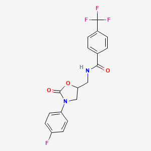 N-[[3-(4-fluorophenyl)-2-oxo-1,3-oxazolidin-5-yl]methyl]-4-(trifluoromethyl)benzamide
