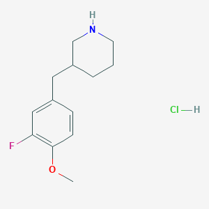 molecular formula C13H19ClFNO B1341335 3-(3-Fluoro-4-methoxy-benzyl)-piperidine hydrochloride CAS No. 1172742-77-6