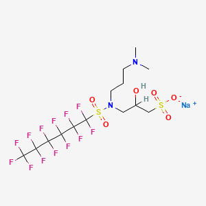 molecular formula C14H18F13N2NaO6S2 B13413969 Sodium 3-((3-(dimethylamino)propyl)((tridecafluorohexyl)sulfonyl)amino)-2-hydroxy-1-propanesulfonate CAS No. 73772-32-4