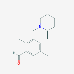 molecular formula C16H23NO B1341456 2,5-Dimethyl-3-((2-methylpiperidin-1-yl)methyl)benzaldehyde CAS No. 894213-68-4