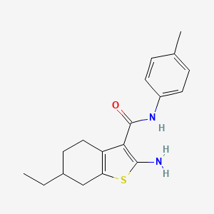 molecular formula C18H22N2OS B1341477 2-amino-6-ethyl-N-(4-methylphenyl)-4,5,6,7-tetrahydro-1-benzothiophene-3-carboxamide CAS No. 667412-54-6