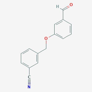 molecular formula C15H11NO2 B1341582 3-(3-Formylphenoxymethyl)benzonitrile CAS No. 928708-38-7