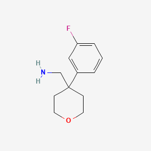 molecular formula C12H16FNO B1341588 1-[4-(3-Fluorophenyl)tetrahydro-2H-pyran-4-YL]methanamine CAS No. 943109-41-9
