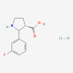 molecular formula C11H13ClFNO2 B1341629 (3S)-2-(3-fluorophenyl)-3-pyrrolidinecarboxylic acid hydrochloride 