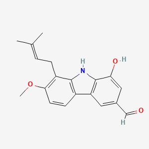 molecular formula C19H19NO3 B13416752 1-Prenyl-2-methoxy-6-formyl-8-hydroxy-9H-carbazole 