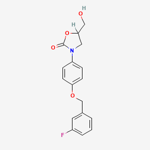 molecular formula C17H16FNO4 B13416955 3-(4-((3-Fluorophenyl)methoxy)phenyl)-5-(hydroxymethyl)-2-oxazolidinone CAS No. 64590-38-1