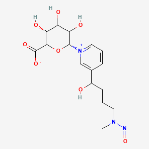 molecular formula C16H23N3O8 B13417183 (3R,6R)-3,4,5-trihydroxy-6-[3-[1-hydroxy-4-[methyl(nitroso)amino]butyl]pyridin-1-ium-1-yl]oxane-2-carboxylate 